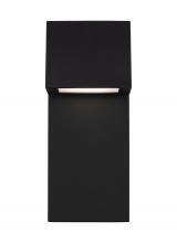 Studio Co. VC 8563393S-12 - Rocha modern 1-light LED outdoor small wall lantern in black finish with satin-etched glass panel
