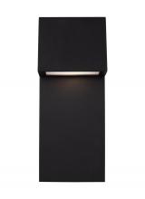 Studio Co. VC 8663393S-12 - Rocha modern 1-light LED outdoor medium wall lantern in black finish with satin-etched glass panel