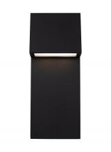 Studio Co. VC 8763393S-12 - Rocha modern 2-light LED outdoor large wall lantern in black finish with satin-etched glass panel