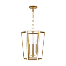 Studio Co. VC AC1083MWTBBS - Curt traditional dimmable indoor small 3-light lantern chandelier in a matte white finish with gold